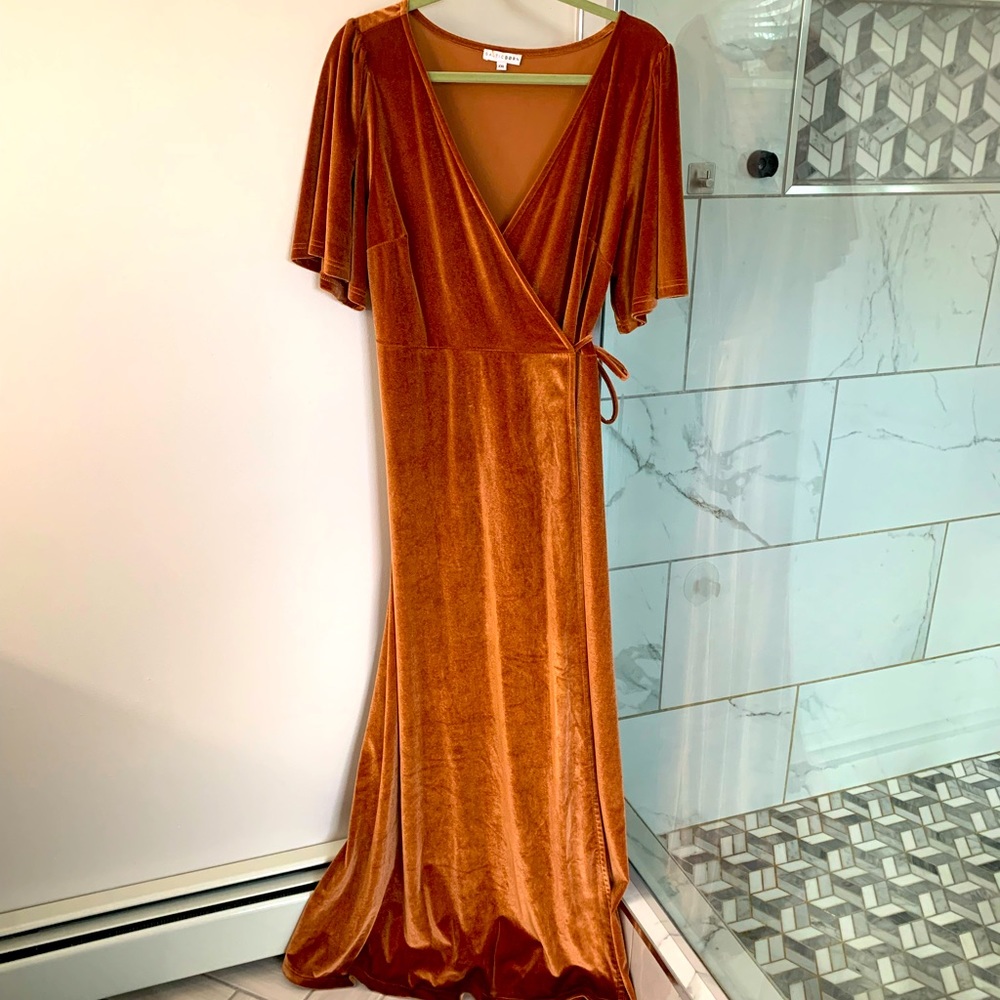 BALTIC BORN Meghan Velvet Wrap Maxi Dress - Spice